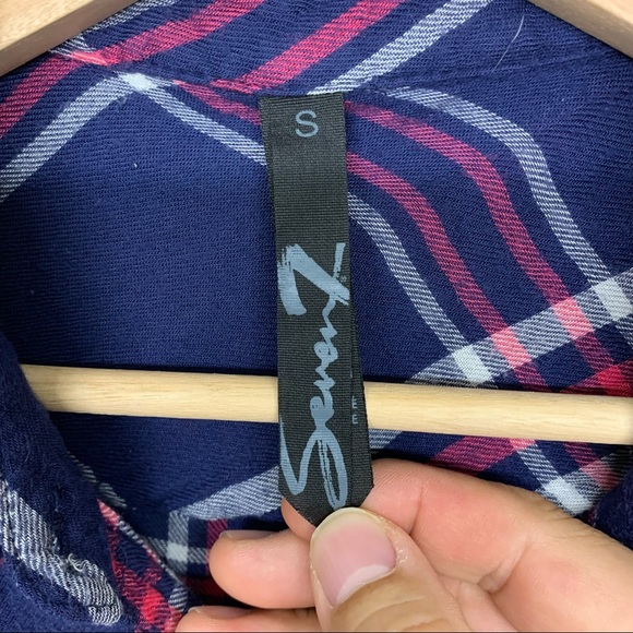 Seven 7 Womens Plaid Button Down Shirt Size S - Picture 7 of 7